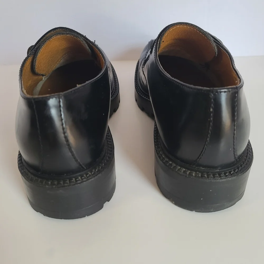 SOLD!! ALDO Chunky Heel Vintage Mens Black Patent Leather Slip-On Shoes Size 44 - Picture 4 of 14
